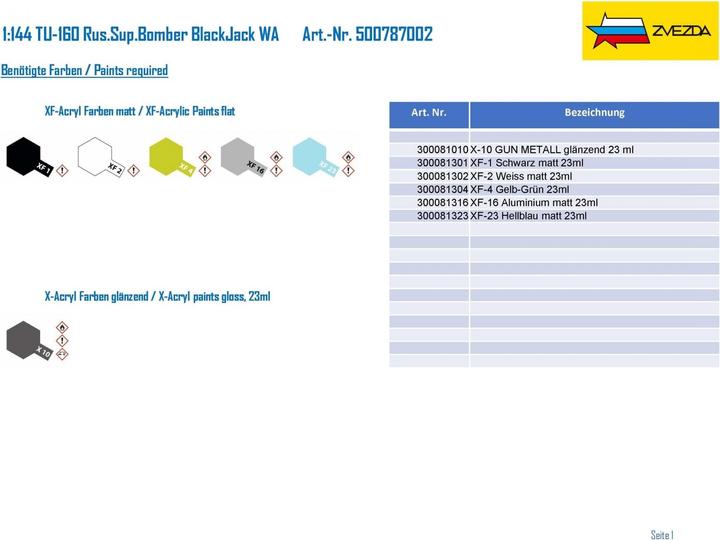 Produktbild Carson 1:144 TU-160 Rus.Sup.Bomber BlackJack WA