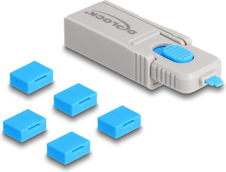Productafbeelding Delock USB Poort Blokkeerder Set voor USB Type-A aansluiting 5 stuks + sluitgereedschap