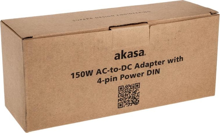 Actual product image Akasa PD150-02K external power supply, AC to DC, with 4-pin power DIN - 150 Watt (150 W)