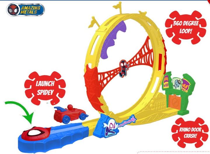 Actual product image Spiderman Spidey 61cm looping race track with exclusive diecast vehicle