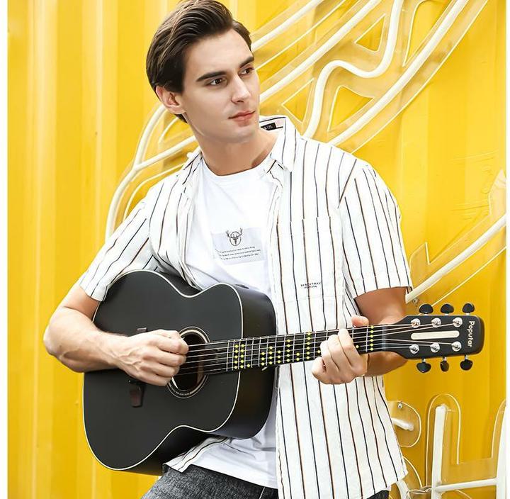 Actual product image Popu Music Westerngitarre Poputar T2 (Western guitar, Acrylonitrile butadiene styrene (ABS) (fingerboard material), Mahogany (rear material), Mahogany (side material), Rosewood (bridge material), Spruce (top))