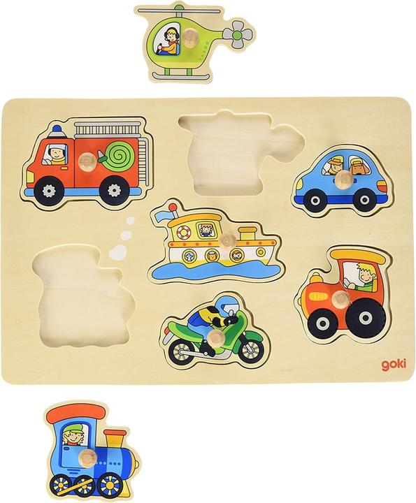 Productafbeelding Goki Houten Bubbel Puzzel Voertuigen (7 onderdelen)