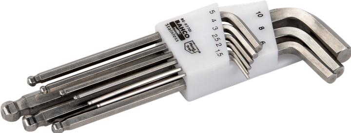 Actual product image Bahco Metric stainless steel offset screwdriver set, long ball head, for hexagon head screws - 9-piece