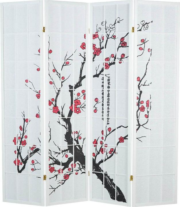 Immagine prodotto Greendeco 4 pezzi Paravent Room Divider Cherry Pattern Cherry Blossoms Bianco