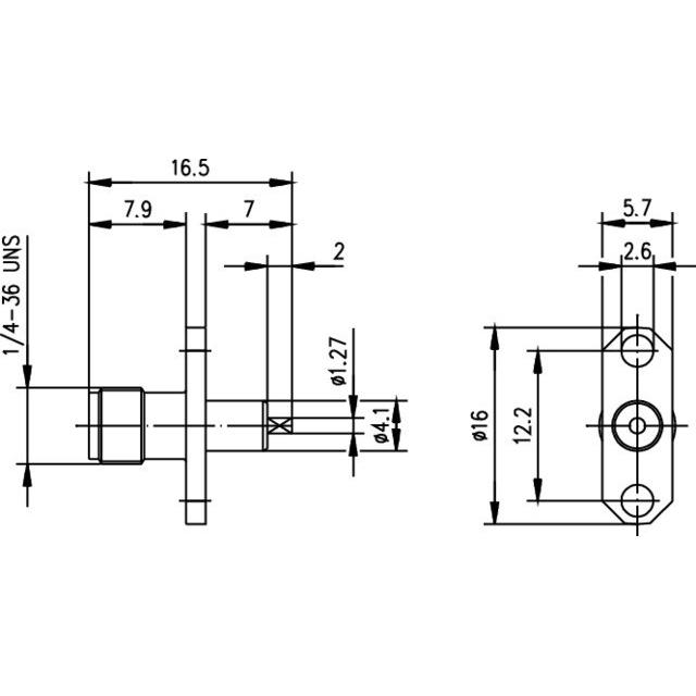 Thumbnail - Telegärtner SMA-Einbaubuchse mit Flansch Z28, Gold (Standard), Elektronikkabel + Stecker, Gold