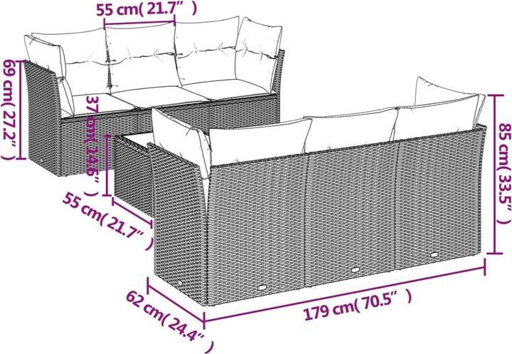 Actual product image vidaXL Garden furniture sofa set lounge set 7-piece brown poly rattan
