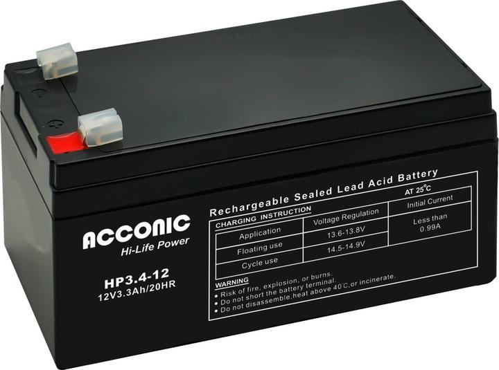 Acconic HP3.4-12 Hi-Life Power AGM 12V 3,4Ah USV-Batterie (12 V, 3.40 Ah)