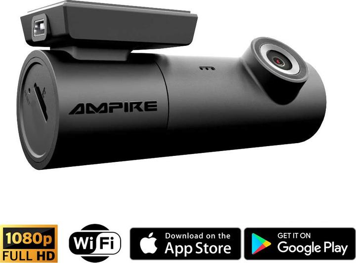 Produktbild Ampire Dashcam in Full-HD, WiFi und GPS (WLAN, GPS-Empfänger, Bluetooth, Akku, Eingebautes Mikrofon)