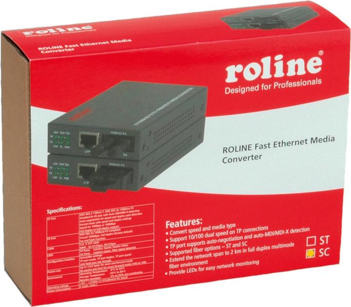 Produktbild Roline Fast Ethernet Konverter RJ-45 / SC, Loop-back (Media Konverter)