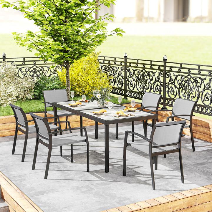 Produktbild Outsunny Gartenmöbel-Set Stahl, Kunststoff Grau