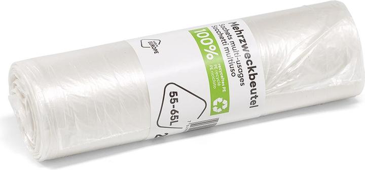 Produktbild Multipack Mehrzweckbeutel recyceltes PE, 55-65 Liter, Rolle à 20 Stück, transparent (20 x, 65 l)