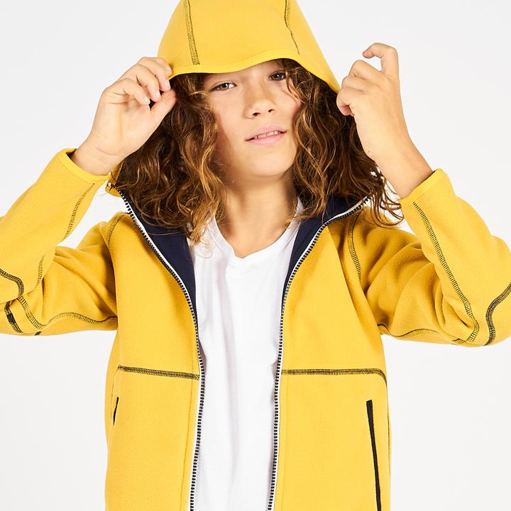 Produktbild Tribord Fleecejacke Segeln Kinder warm wendbar 500 marineblau/gelb (164)