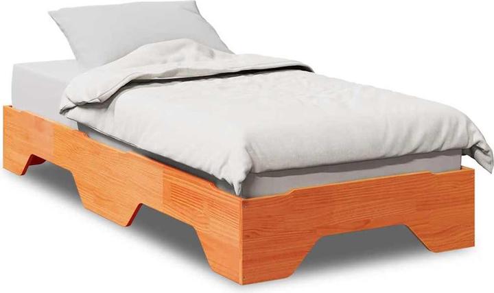 Image du produit VidaXL Lit en bois massif sans matelas Empilable Marron cire 80x200 cm Cadre de lit (80 x 200 cm)