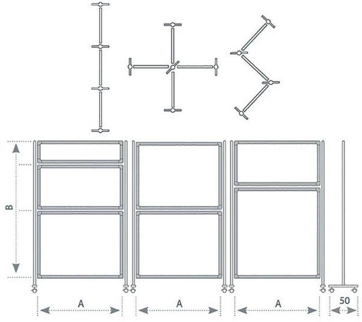 Produktbild Franken Rollenset für Stellwandsystem ECO, schwarz aus Kunststoff, feststellbar