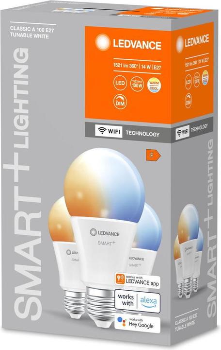 Actual product image Ledvance Smart+ Wifi Classic (E27, 14 W, 1521 lm, 3 x, F)