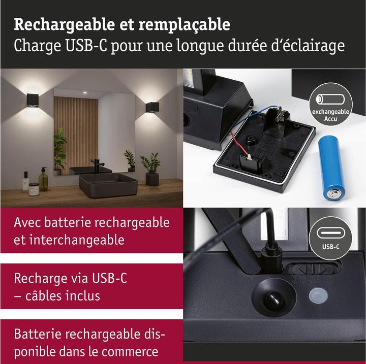 Immagine prodotto Paulmann Akkuwandleuchte Nyara (330 lm, IP44)