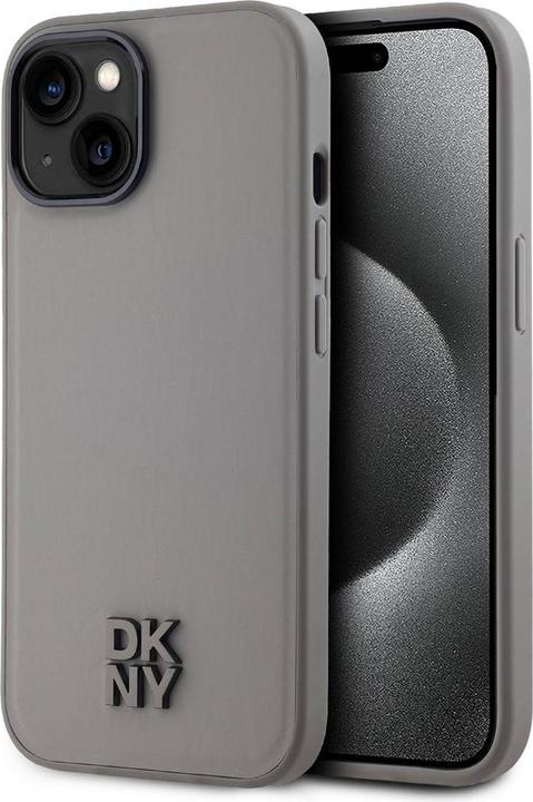 Image du produit DKNY PU Leather Stack Logo Magsafe Case pour iPhone 15 Gris (Apple iPhone 15)