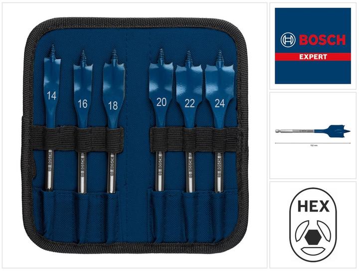 Immagine prodotto Bosch Professional Zubehör Set di punte per fresatura piana EXPERT Self Cut Speed, 14/16/18/20/22/24 mm, 6 pezzi. (24 mm, 20 mm, 14 mm, 16 mm, 22 mm, 18 mm)
