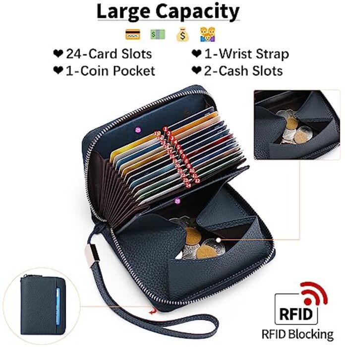 Produktbild Only-Bags.Store Portemonnaie aus Leder mit Kreditkartenschutz, Portemonnaie mit Reissverschluss, Portemonnaie im