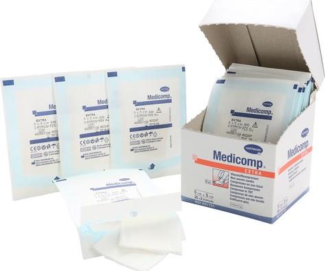 Actual product image Medicomp ® Extra non-woven compresses 5 x 5 25 x 2pcs.