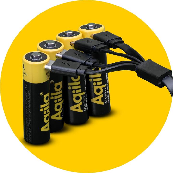 Actual product image Aqiila - USB-C Rechargeable Battery - Size AA - 2000 mAh - 4 pack (4 pcs., AA, 2000 mAh)