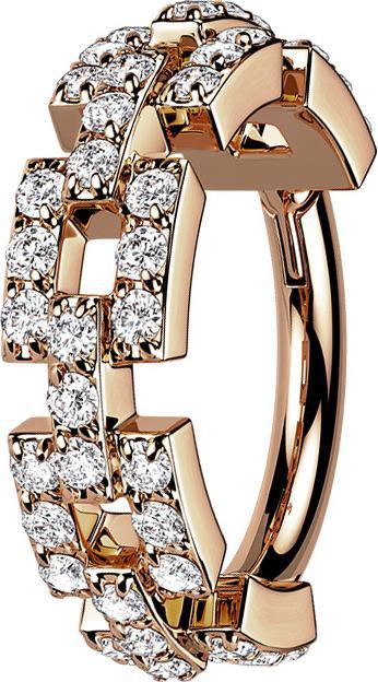 Actual product image Star Piercing Micro Segment Ring Foldable Rose Gold Chain with Crystals (without brass, Surgical steel 316L)