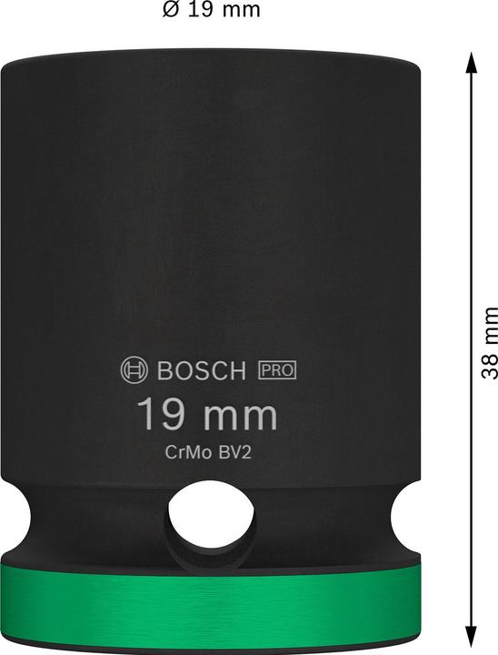 Produktbild Bosch Professional Zubehör PRO Impact Steckschlüsseleinsatz, 1/2", 19 mm, Standard (19 mm)