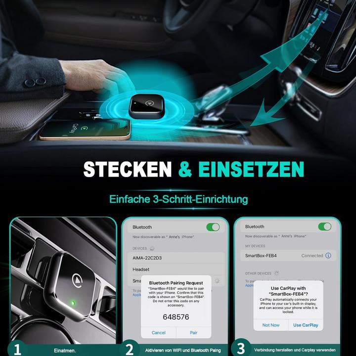Produktbild Mynoveex 2-in-1 Wireless Adapter für CarPlay/Android Auto