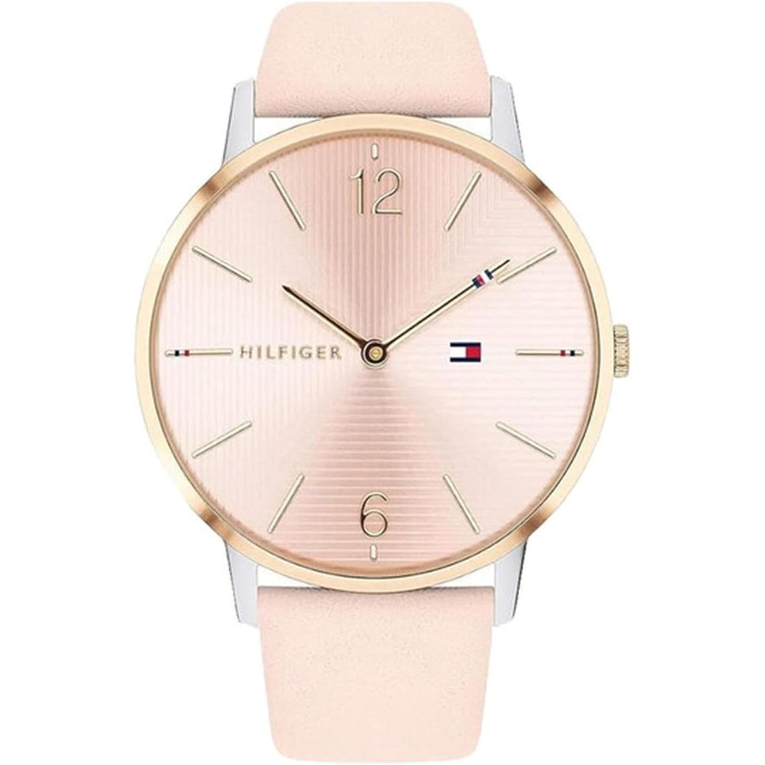 Tommy Hilfiger, Orologio da polso, 1781973 Womens Analogue Quartz Watch with Leather Strap silverrose gold silver elegant, Argento, Oro, Rosa, (Orolog