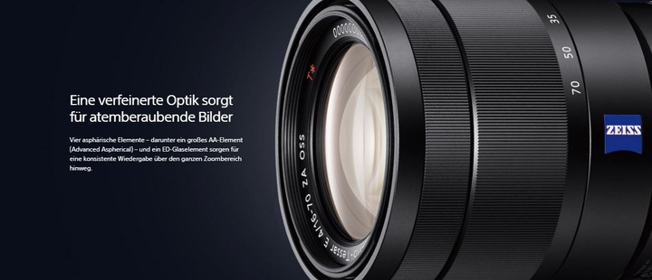 Actual product image Sony E 16-70mm f4 ZA OSS Zeiss Vario-Tessar T E-Mount (Sony E, APS-C / DX)