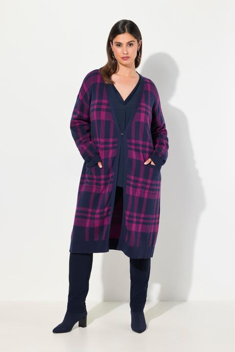 Image du produit Ulla Popken Cardigan oversize ouvert avec motif à carreaux (42, 44)
