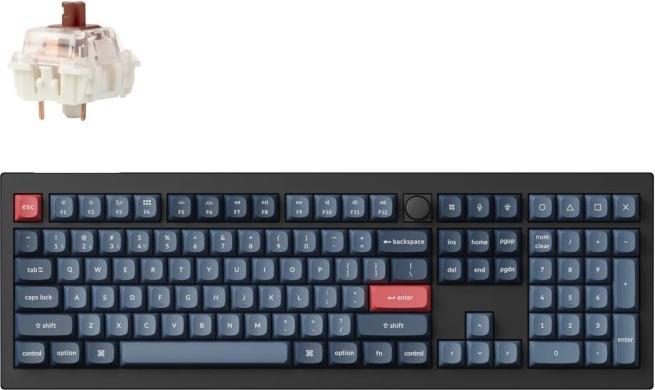 Produktbild Keychron V6 Max Swappable RGB Backlight Brown Switch ISO Layout Italian - Black - Knob Version (PBT Caps) (IT, Kabelgebunden, Kabellos)