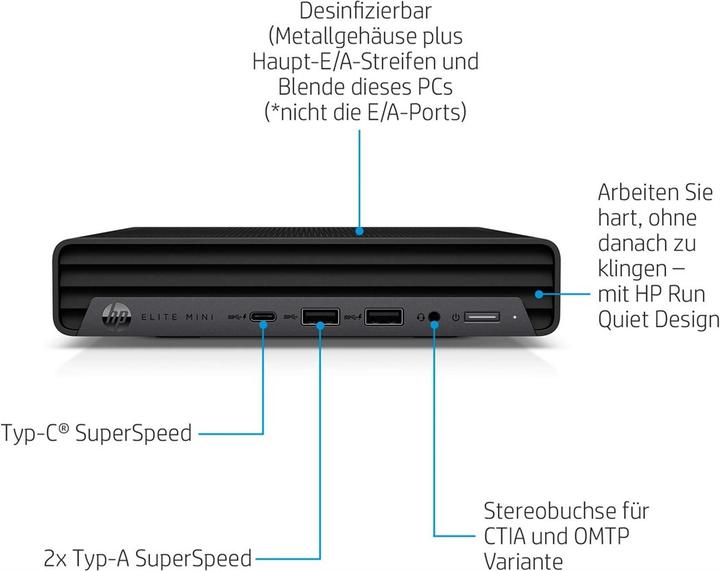Actual product image HP Elite Mini 800 G9 (Intel Core i9-12900T, 32 GB, 1000 GB, GeForce RTX 3050 Ti)