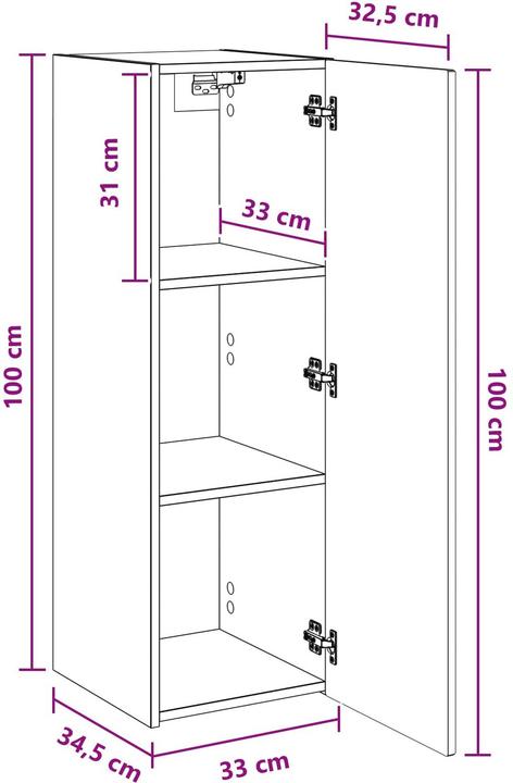 Produktbild vidaXL Badezimmerschrank (34.50 x 33 x 100 cm)
