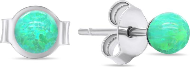 Image du produit Brilio Silver - Boucles d'oreilles en argent vert avec opales synthétiques EA625WG (Pierres synthétiques)