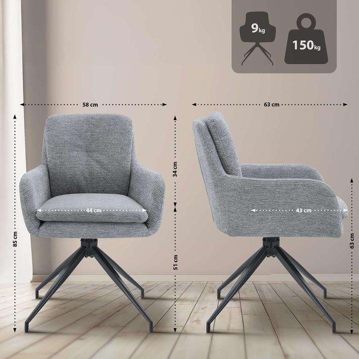 Actual product image CLP Pickett dining chair with 180 degree swivel function