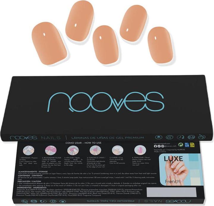 Actual product image Nooves NAILS Premium Precured Gel Nail Foils Cru au Soleil Brown Half-Cured Gel Nail Strips Semi-Per (Artificial nails, Nude)