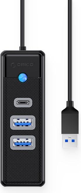 Immagine prodotto Orico Adattatore Hub USB a 2x USB 3.0 + USB-C, 5 Gbps, 0,15 m (nero) (USB-C, 3 porte)