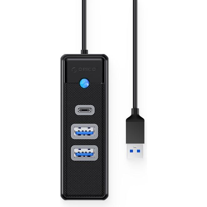 Thumbnail - Orico Hub Adapter USB to 2x USB 3.0 + USB-C, 5 Gbps, 0.15m (Black) (USB-C, 3 Ports), Dockingstation + USB Hub, Schwarz