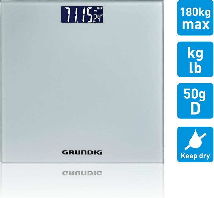 Produktbild Grundig Body scale silver 28x28x2,2cm (180 kg)