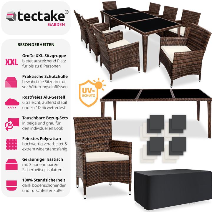 Produktbild tectake Rattan Sitzgruppe Monaco mit Schutzhülle