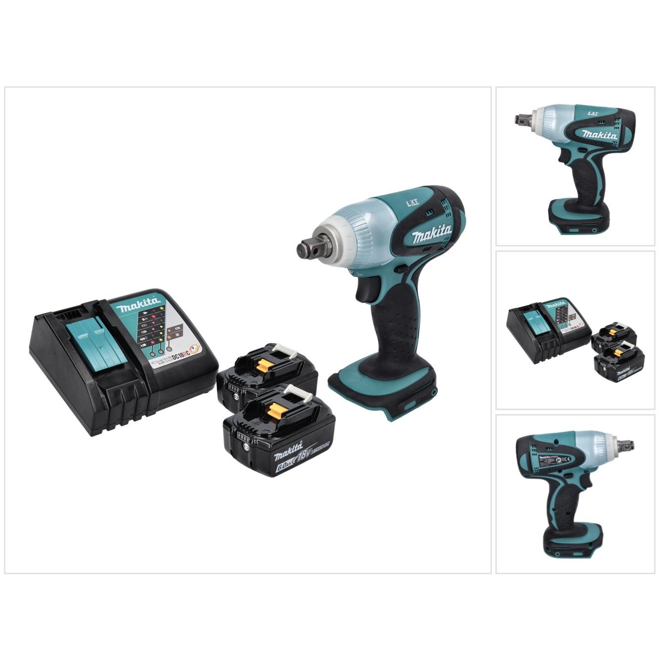 Makita, Bohrmaschine + Akkuschrauber, DTW 251 RG Akku Schlagschrauber 18 V 230 Nm 1/2" + 2x Akku 6,0 Ah + Ladegerät (Akk...