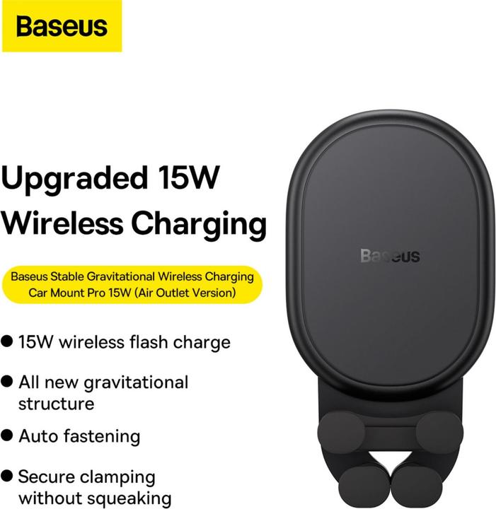 Produktbild Baseus Stable Gravitational Wireless Charging Car Mount Pro 15W (black)