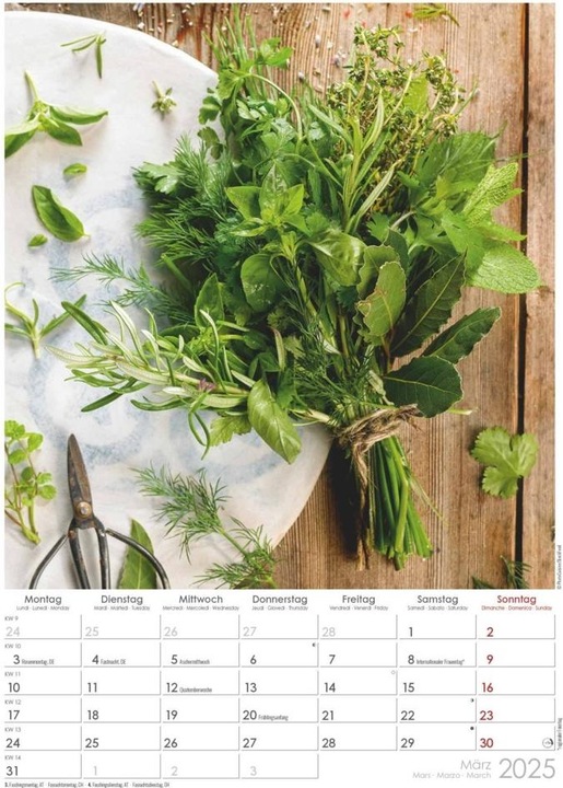 Immagine prodotto Alpha Edition Calendario con immagini di erbe e spezie 2025, 29,7x42cm, calendario di alta qualità (Copertina rigida, Tedesco)