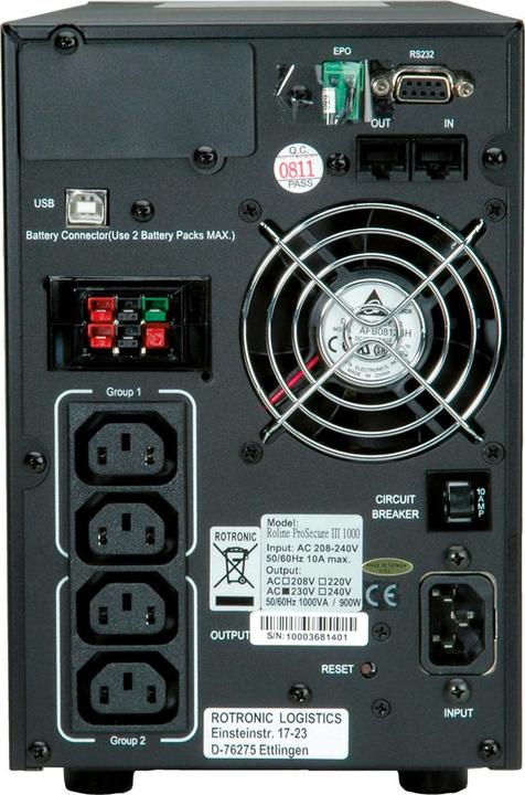 Produktbild Roline ProSecure III 1000 (1000 VA, 900 W, Online-Doppelwandler USV)