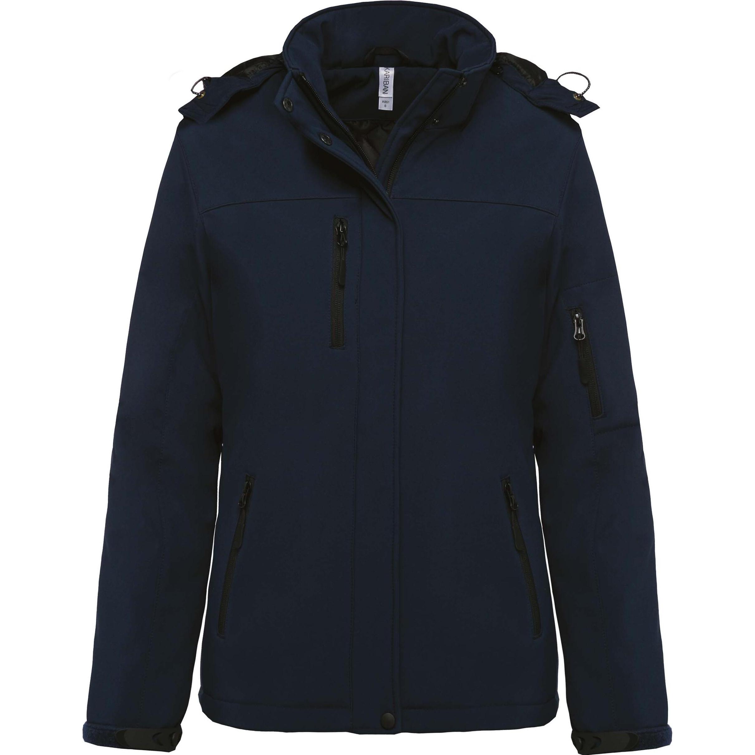 Kariban, Damen, Jacke, Softshell doublée capuche (M), Blau, M