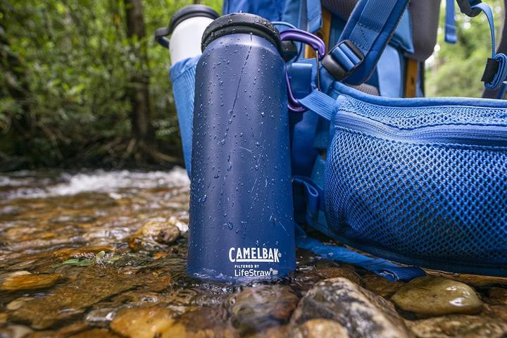 Actual product image Camelbak Eddy+ Stainless Steel Vacuum Insulated Filtered by Lifestraw Water Bottle - Navy - 32oz/1 L (1 l)