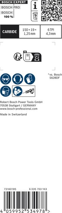 Produktbild Bosch Professional Zubehör EXPERT ‘Fiber Plaster’ S 641 HM Säbelsägeblatt, 1 Stück