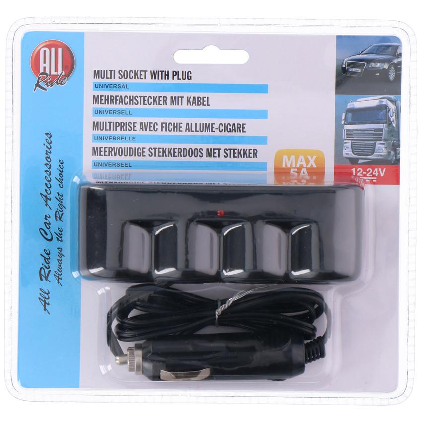 All Ride Sigarette lighter+plug 12/24v, Auto Adapter, Schwarz