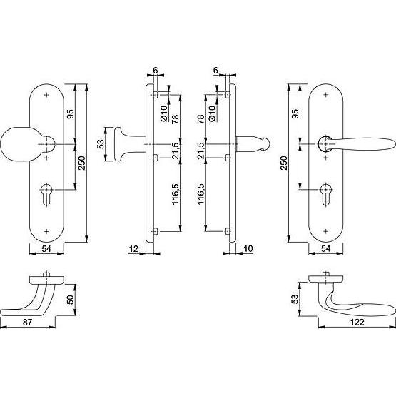 Thumbnail - Hoppe, Türgriff + Fenstergriff, Verona M86G/3331/3310/151 Wechselgarnitur 72mm (Türschild)